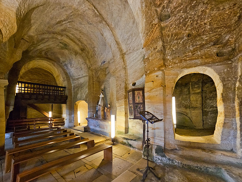 Rock hermitage of Saints Justo and Pastor in Olleros de Pisuerga, province of Palencia
