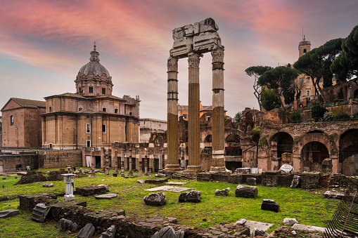 Sunset at the Roman Forum of Rome