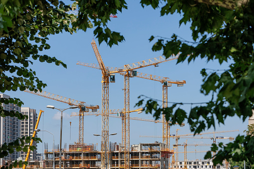 Belgrade, Serbia, July 20, 2023. Construction site in Belgrade Waterfront building complex