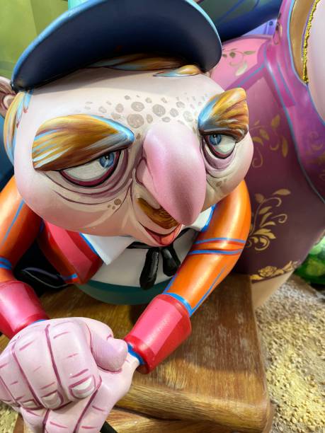 Gandia, Valencia, Spain - March 17: Ninot, a kind of Ephemeral art installation are preparing around all Valencia Community as part of Fallas de Valencia celebration.Las Fallas or \