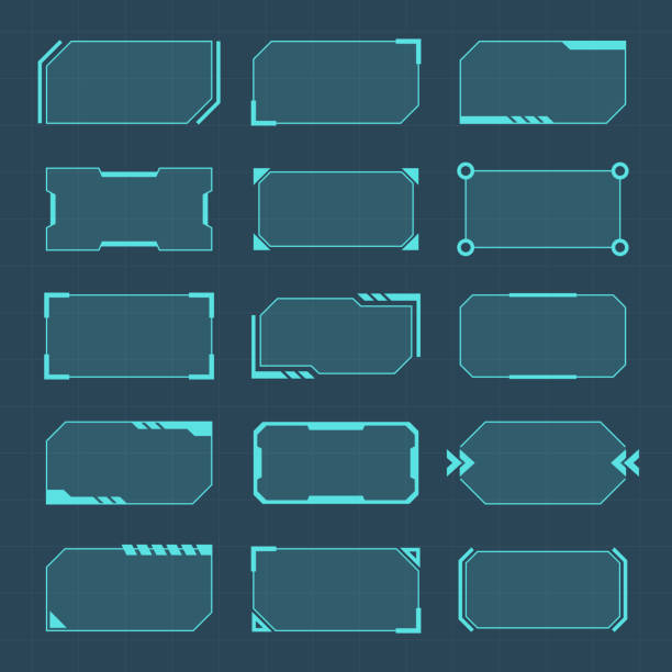 ilustrações de stock, clip art, desenhos animados e ícones de futuristic hud interface flat clip art design - interface gráfica do utilizador
