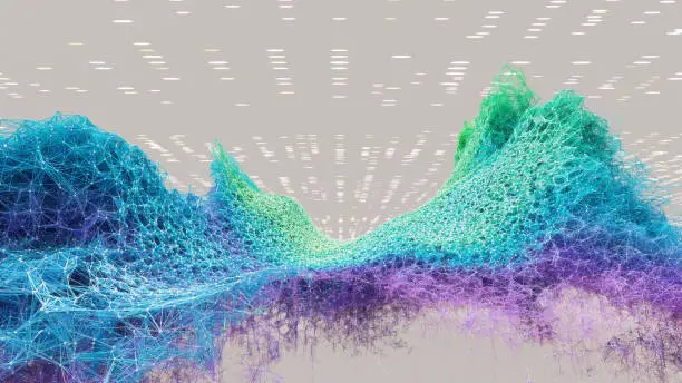 Photo of Complex Data Structure - Digital Innovation, Artificial Intelligence, Big Data - White, Blue, Green, Purple