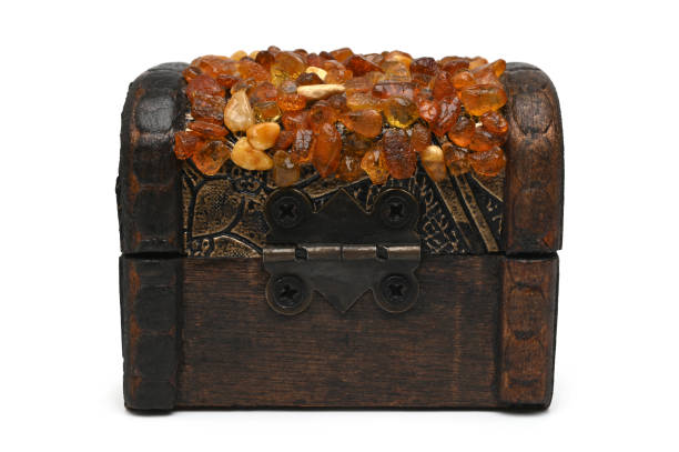 Wooden mini chest made of handicraft, suitable for keeping small jewelry, good for home use, white background, isolated perfect for artwork, selective focus