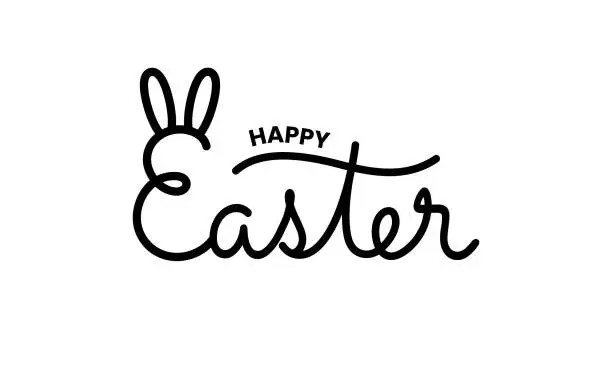 Vector illustration of Happy Easter day calligraphy and brush pen lettering. Hand drawn holiday ink illustration. Isolated on white. Design for greeting card text, invitation, poster. Modern style typography background.