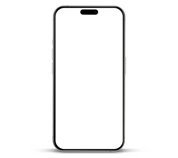 istock 3D realistic high quality smartphone mockup with isolated background. Smart phone mockup collection. Device front view. 3D mobile phone with shadow on white background. 2092182636