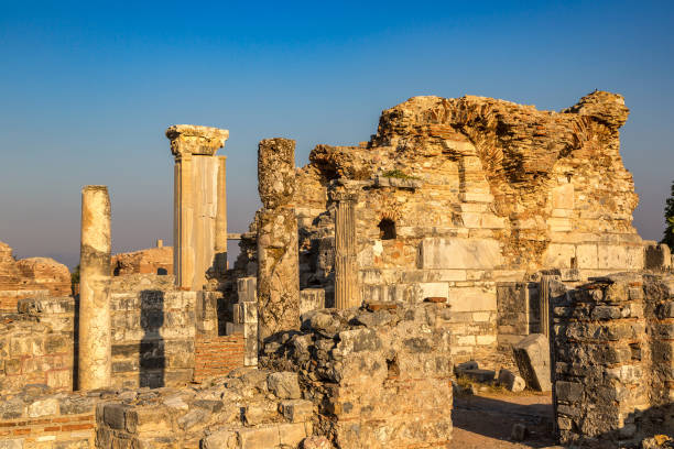 Ruins of the ancient city Ephesus, the ancient Greek city in Turkey, in a beautiful summer day