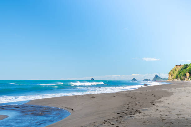 Oakura Beach on North Island west coast, Taranaki New Zealand.