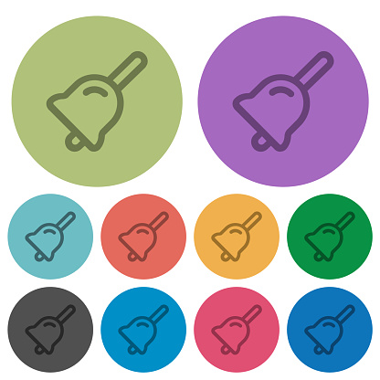 Handbell outline darker flat icons on color round background
