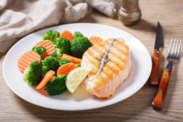 istock plate of grilled salmon and vegetables 2092255282