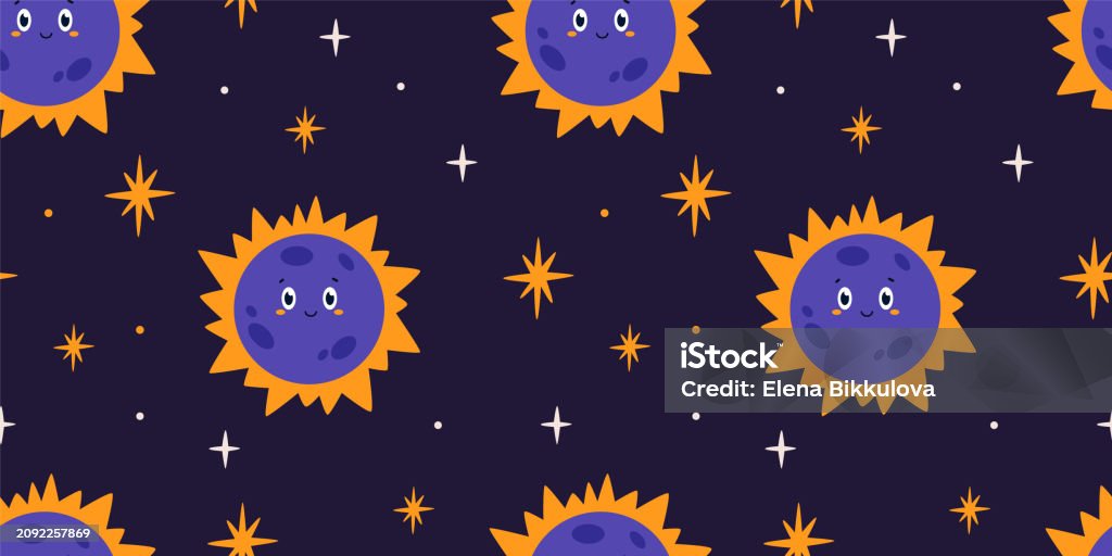 Eclipse Pattern Abstract Solar Eclipse Seamless Pattern Stock Illustration - Download Image Now ...