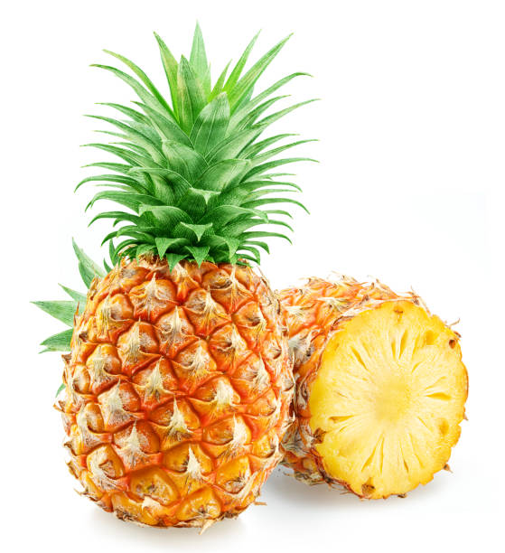 istock Ripe pineapple  and pineapple slices isolated on white background. File contains clipping path. 2092265608