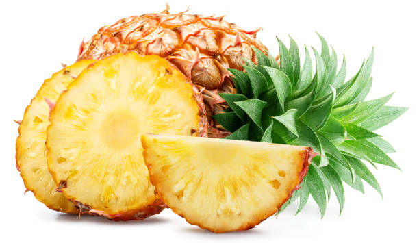 istock Ripe pineapple  and pineapple slices isolated on white background. File contains clipping path. 2092265623