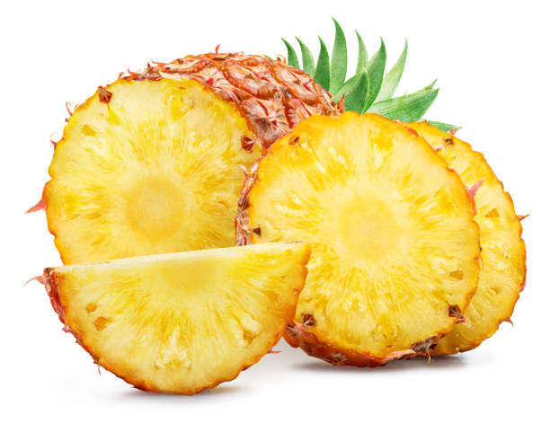 istock Ripe pineapple  and pineapple slices isolated on white background. File contains clipping path. 2092265625