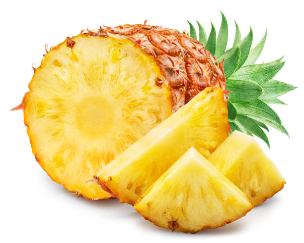 istock Ripe pineapple  and pineapple slices isolated on white background. File contains clipping path. 2092265630