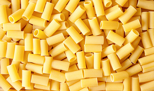 Closeup of rigatoni pasta