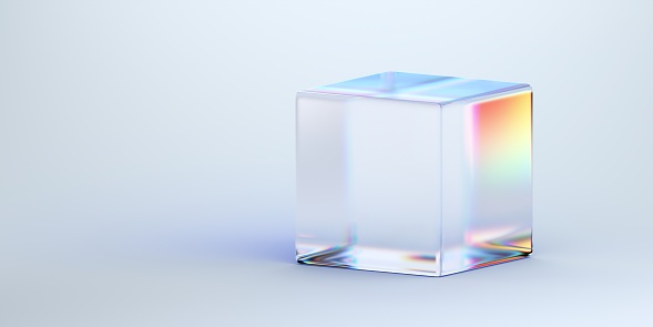 Abstract background, glass cube, 3d render