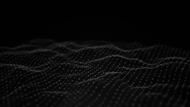 istock Abstract flowing smooth surface fractal waves background. Grid, mesh of dots. 2092352953