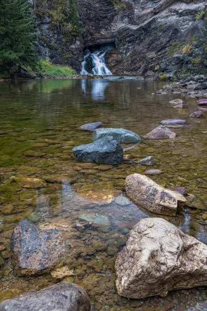 Photo of A stream of water flows through a rocky area