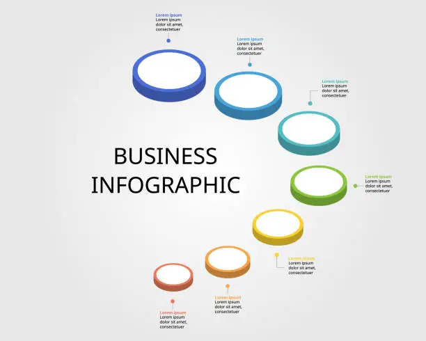 Vector illustration of circle template step for infographic for presentation for 7 element