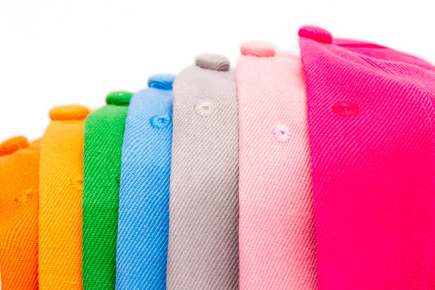 Mix varations of colors , of group of textile objects. Colorful caps.