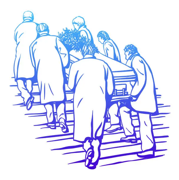 Vector illustration of Funeral Coffin Procession Blues