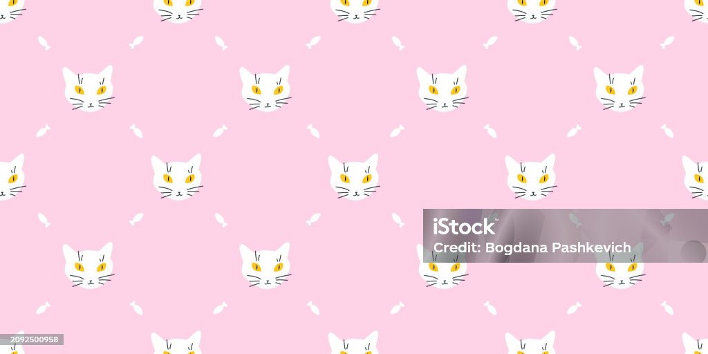Cat Texture Repeat Pattern Seamless Cute Cat Pattern Repeating Texture With Kitty Head And Small ...