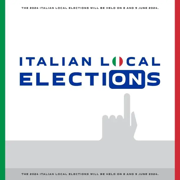Vector illustration of Italian local elections will be held on 8 and 9 June 2024 at the same time as the European elections.