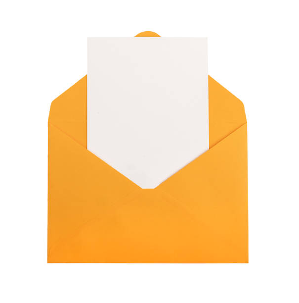 istock Postcard, vertical card mockup, clean paper sheet from open envelope isolated on white background 2092623525