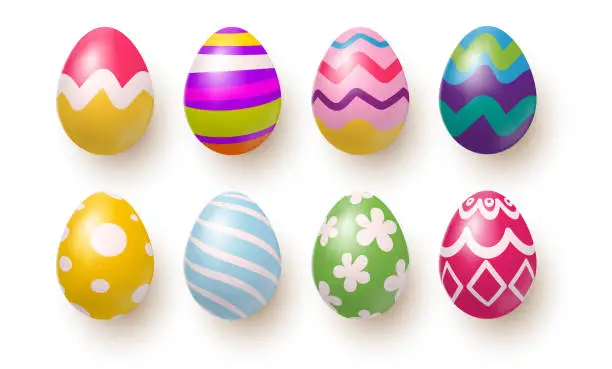 Vector illustration of Set  vector realistic easter eggs