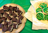 St Patrick's Day Sweets on Green Tablecloth