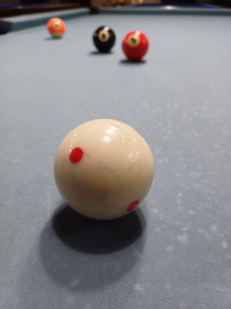 istock Pool balls on gray table sport game set known as eight ball pool. 2092680018