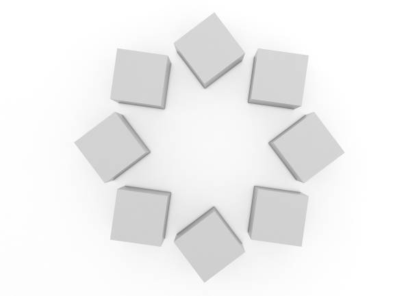 3D illustration of many blank cubes in perspective on a white background