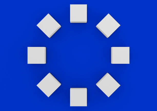 3D illustration of many blank cubes in perspective on a white background
