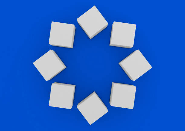 3D illustration of many blank cubes in perspective on a white background