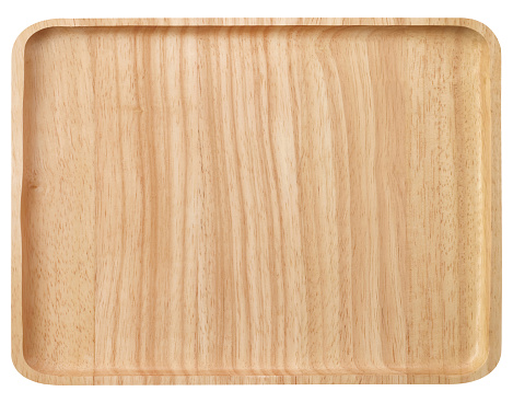 Wooden plate isolated on white background with clipping path.