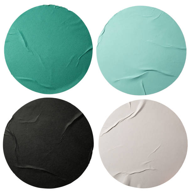 istock Round green, black and white paper stickers 2092805423