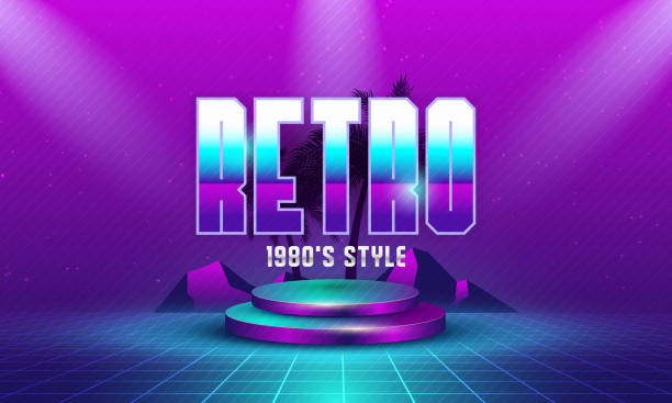 istock Futuristic retro landscape of the 80`s. 2092841890