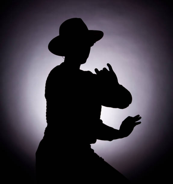 Woman Silhouette, wearing a hat, studio portraits with gradient background