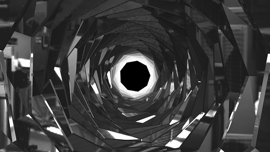 Abstract twisted black white tunnel