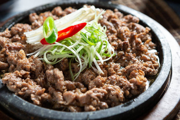 bulgogi, sliced and seasoned, barbequed beef