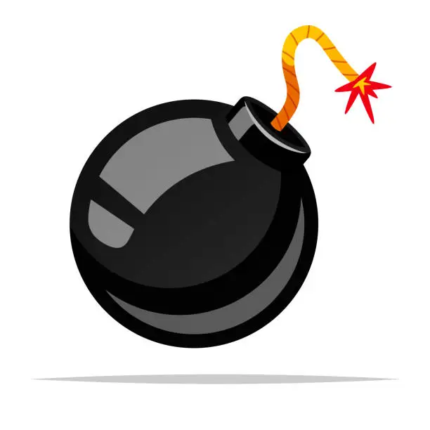 Vector illustration of Cartoon round black bomb vector isolated illustration