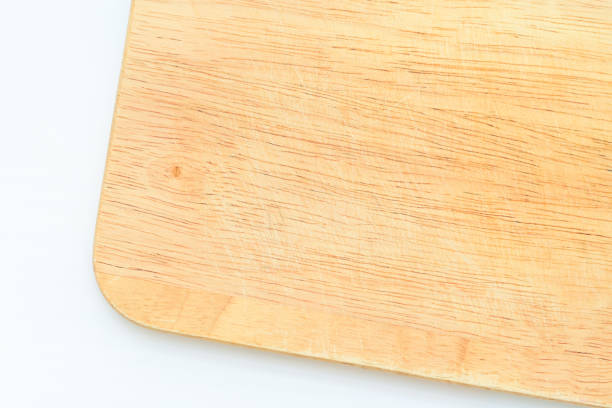 wooden cutting board isolated on white background, plank wood in the kitchen