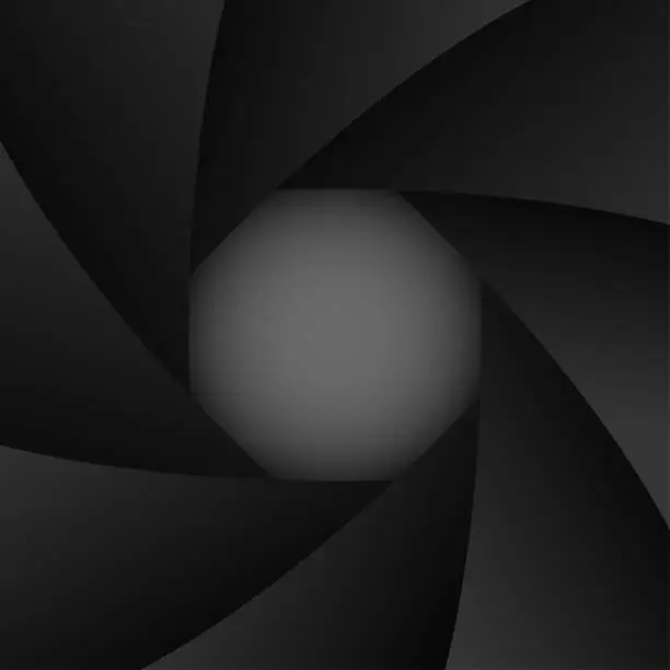Vector illustration of Black shutter aperture. Abstract background with photographic theme. Vector illustration