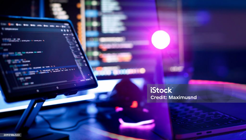 Professional Development Programmer Working Background Coding ...