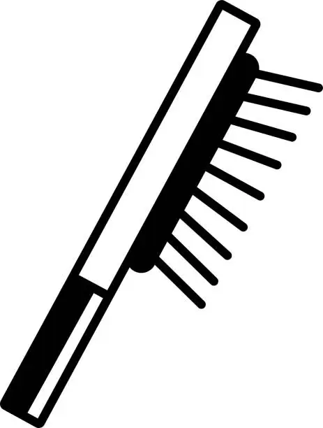 Vector illustration of Hair Brush glyph and line vector illustration