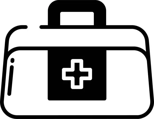 Vector illustration of First Aid glyph and line vector illustration