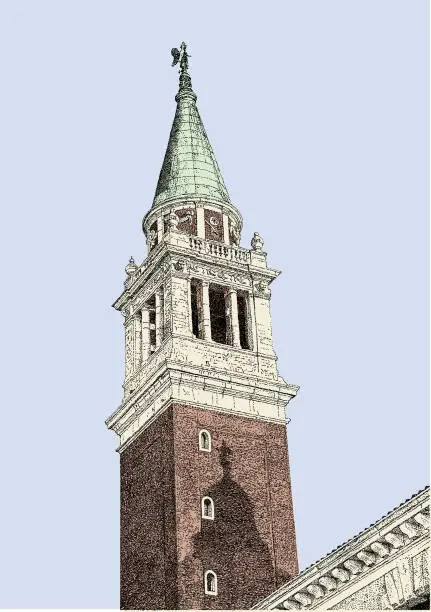 Vector illustration of Campanile Bell Tower