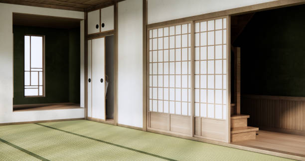 istock Empty  Livingroom japanese deisgn with tatami mat floor. 2093242746