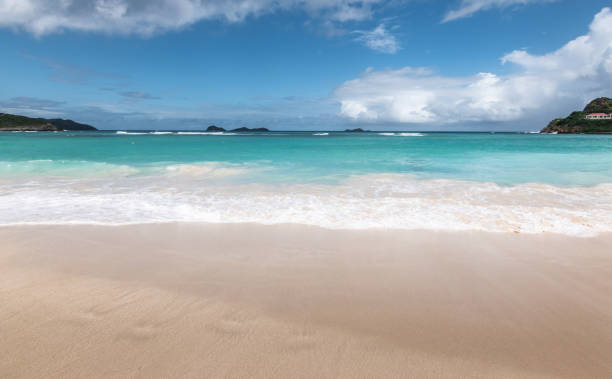 カリブ海の白い砂浜。st jean beach, セント・バース, 西インド諸島 - saint barthelemy island summer sunlight ストックフォトと画像