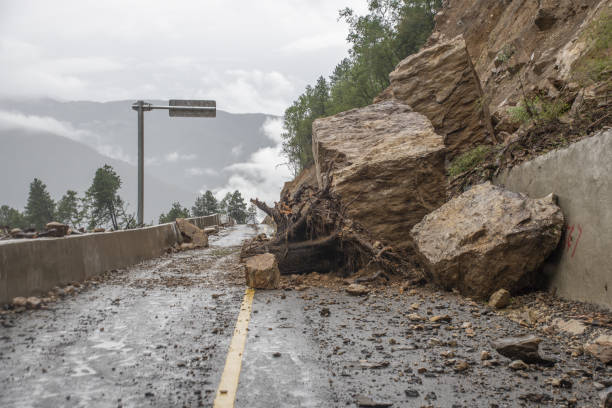 Mountain landslide stock photo